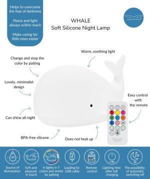 Alternative view of Whale Lamp with remote control